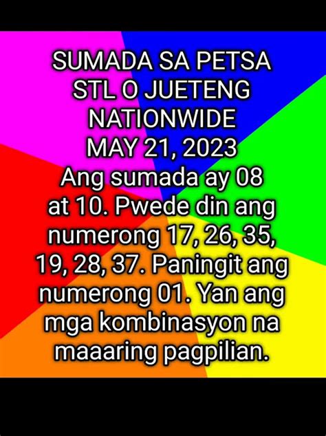 Sumada sa Petsa April 5 2024 (Paano tumama sa Jueteng o Stl).